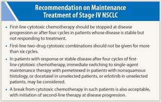 Recommendation on Maintenance Treatment of Stage IV NSCLC