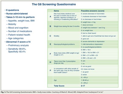 Fig. 1: The G8 Screening Questionnaire